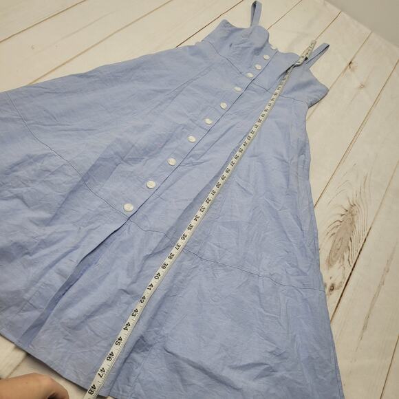 1901 blue button front tank midi dress vintage pinup - Picture 3 of 10